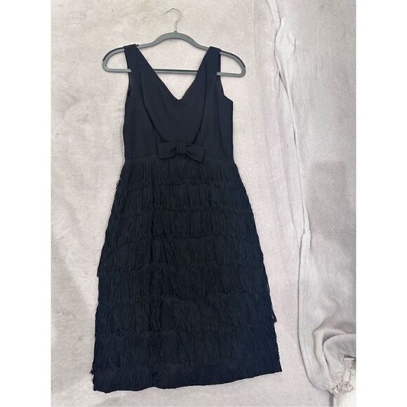 Women’s black dress size M with fringes and bow - Picture 1 of 5